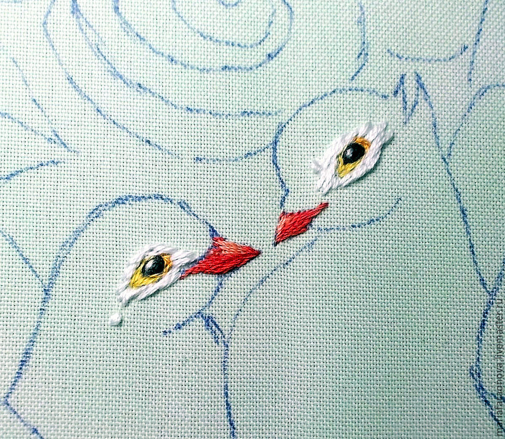 «Вместе навсегда»: вышиваем голубков атласными лентами, фото № 9