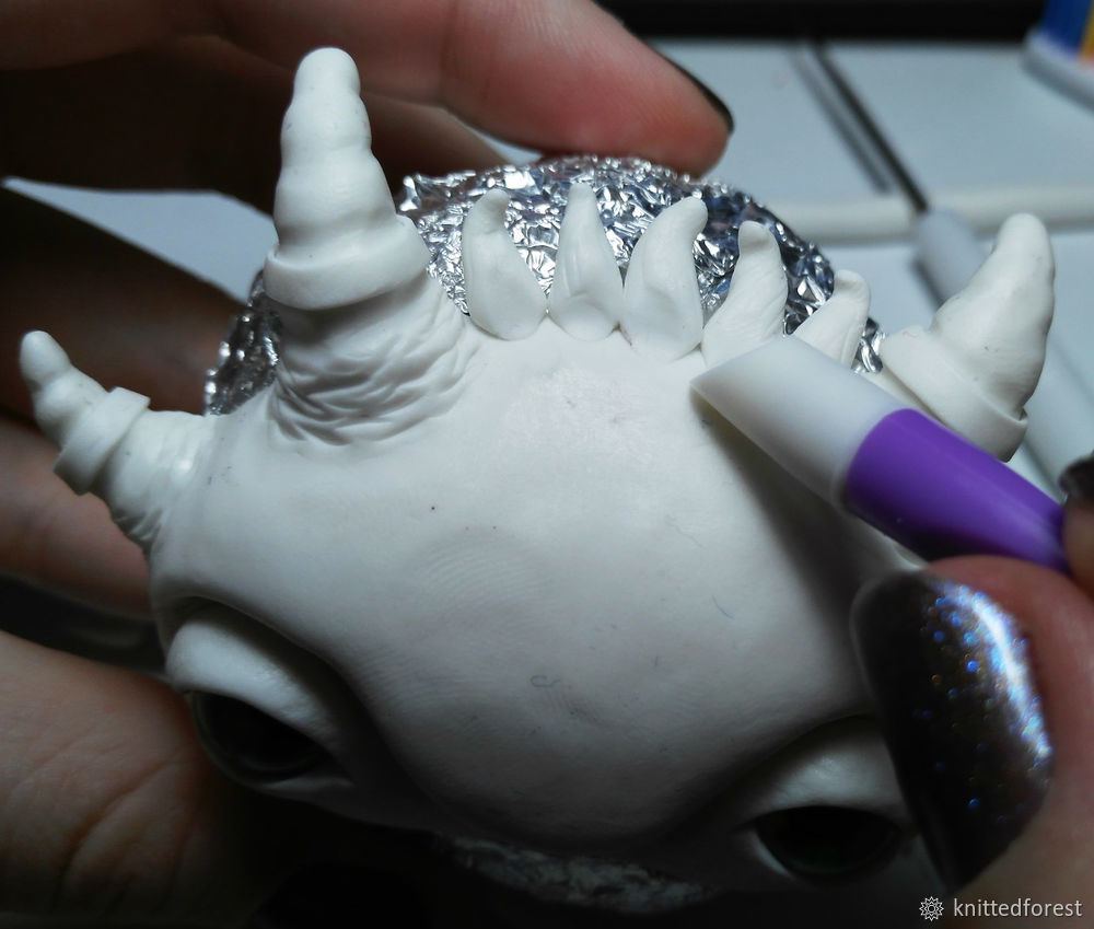 Процесс создания авторской игрушки из полимерной глины. Часть 1. Лепка мордочки, фото № 31