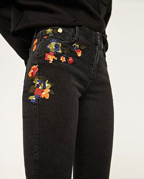 Разнообразный декор джинсов: вышивка, роспись, кружево, фото № 2