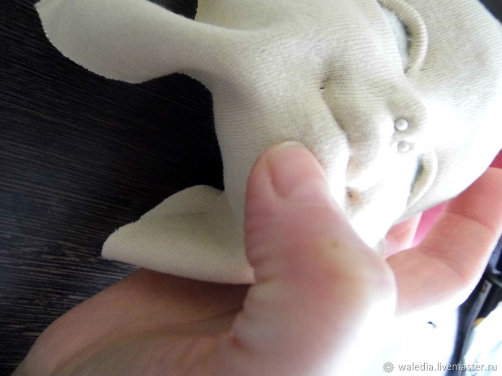 Как обклеить трикотажем голову текстильной куклы, фото № 12