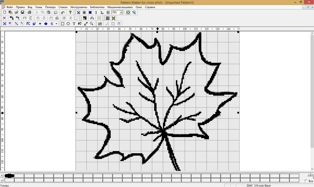 Мастер-класс по созданию простейшей схемы для вышивки крестом в Pattern Maker «Осенний лист», фото № 19