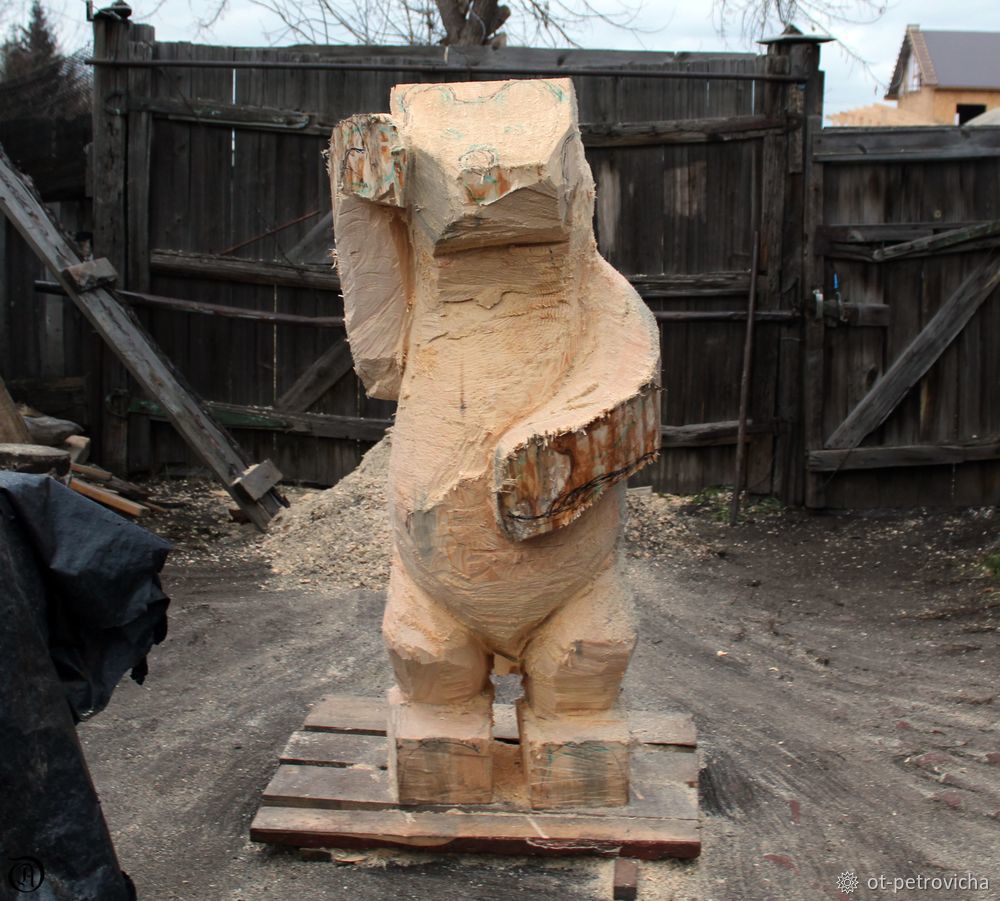 Вырезаем садовую скульптуру «Медведь», фото № 7