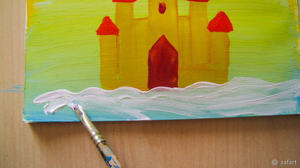 Мастер-класс для детей: рисуем сразу красками «Зимний замок», фото № 14