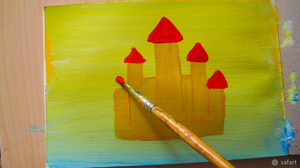 Мастер-класс для детей: рисуем сразу красками «Зимний замок», фото № 10
