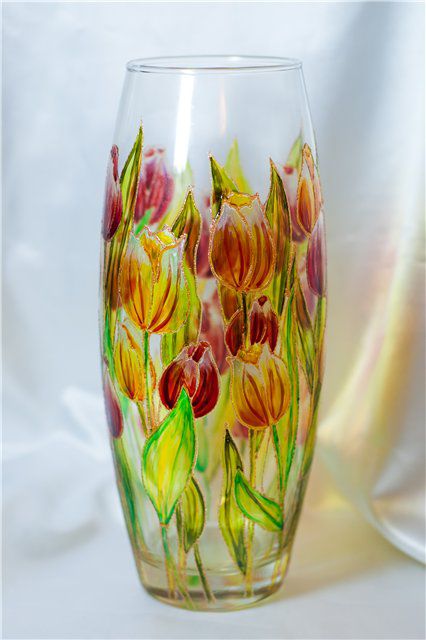 Роспись стеклянной вазы витражными красками, фото № 17