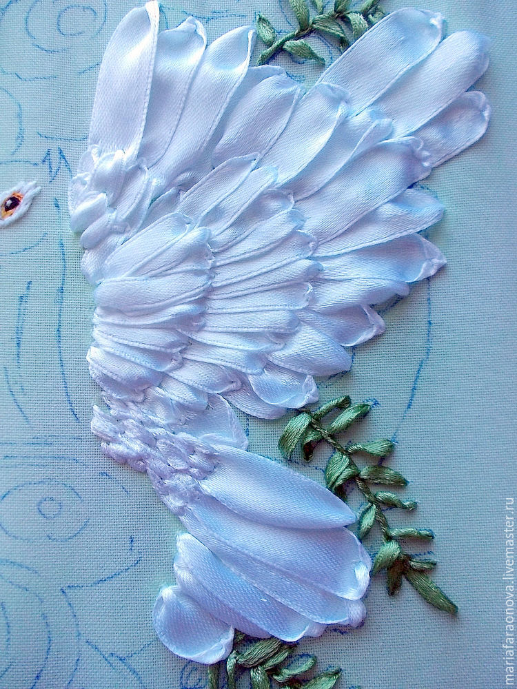 «Вместе навсегда»: вышиваем голубков атласными лентами, фото № 21