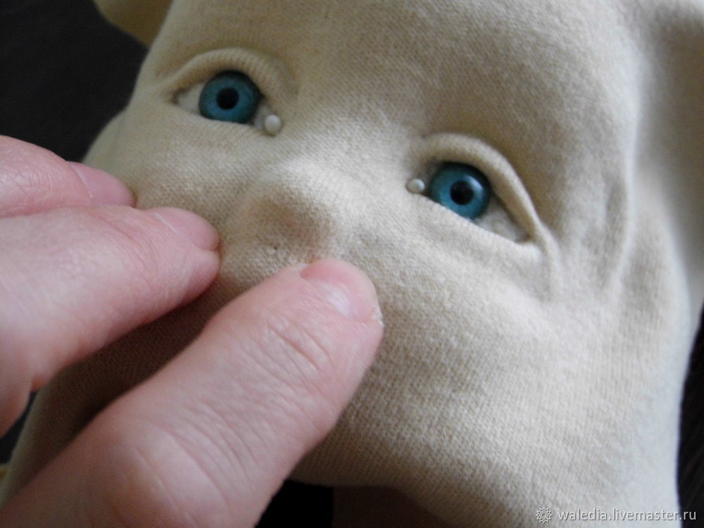 Как обклеить трикотажем голову текстильной куклы, фото № 7