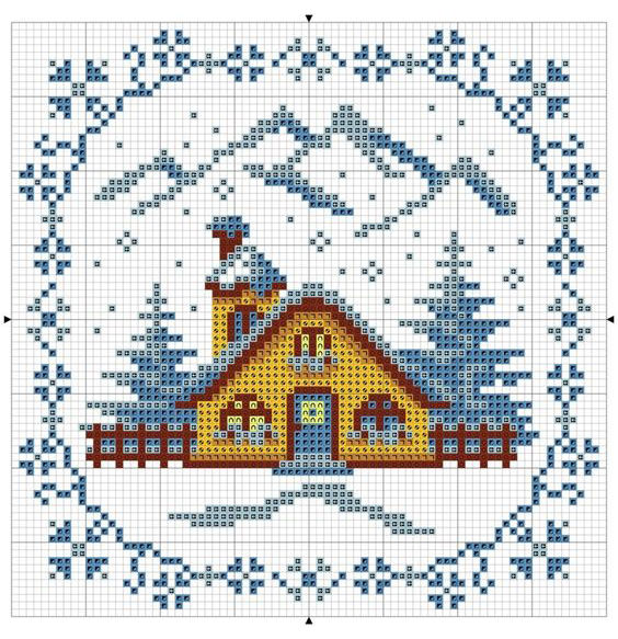 Зимние домики: 29 схем для вышивки крестом, фото № 10