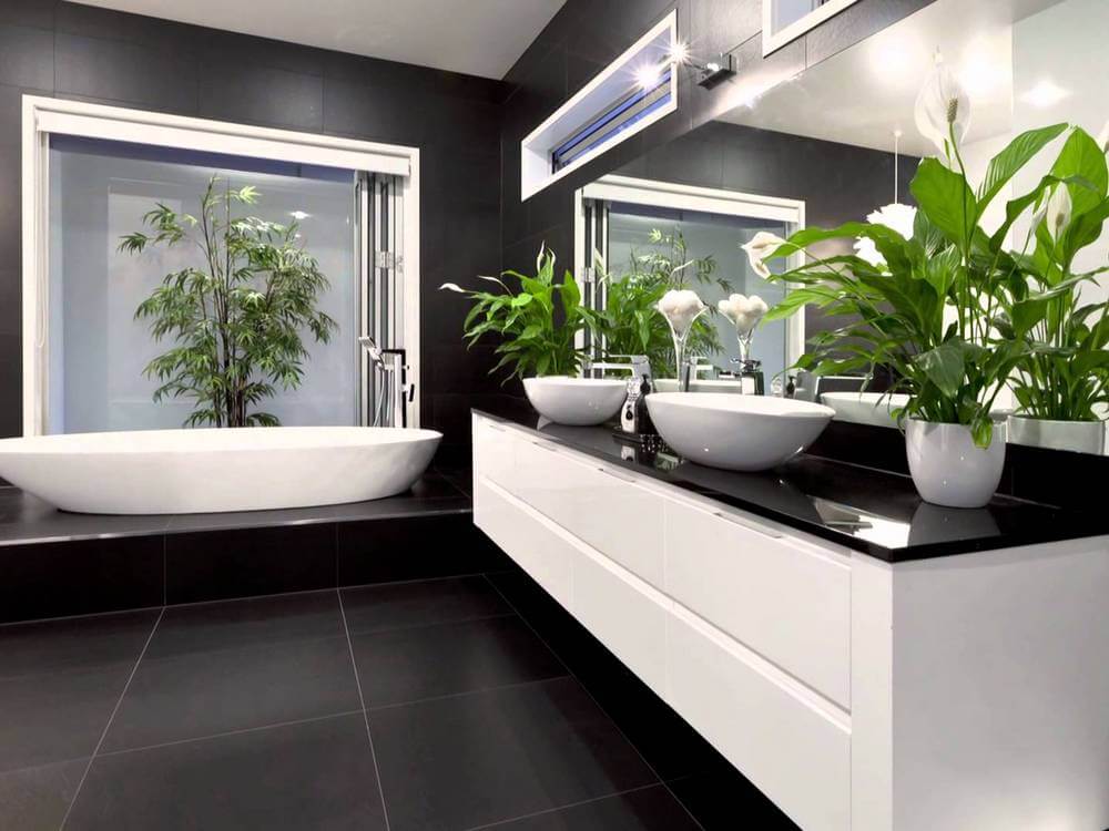 ванная комната 2019 с растениями