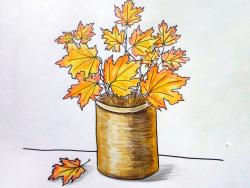 Как нарисовать осенний букет из листьев поэтапно   подборка картинок (21)