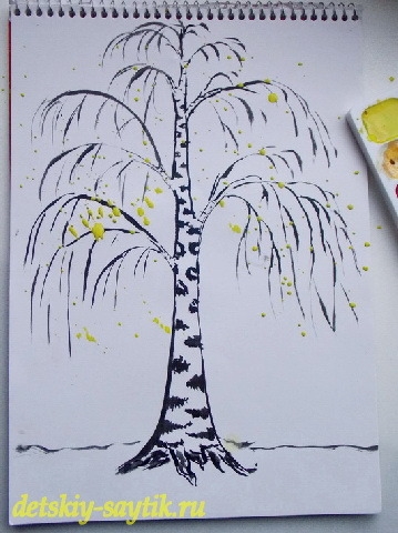 Как нарисовать листья деревьев красками   рисунки 006