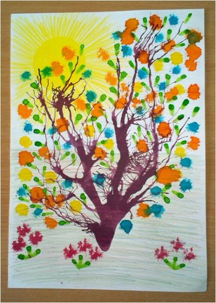 Как нарисовать листья деревьев красками   рисунки 014