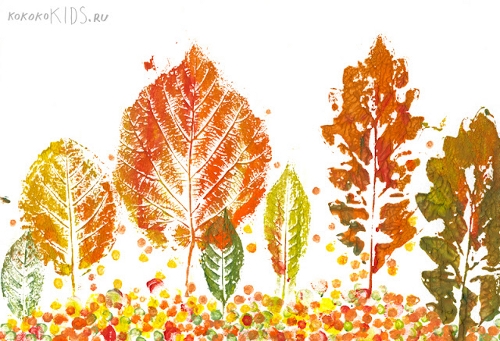 Как нарисовать листья деревьев красками   рисунки 015