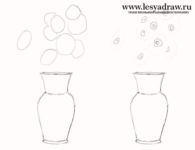 Как нарисовать вазу с цветами карандашом поэтапно