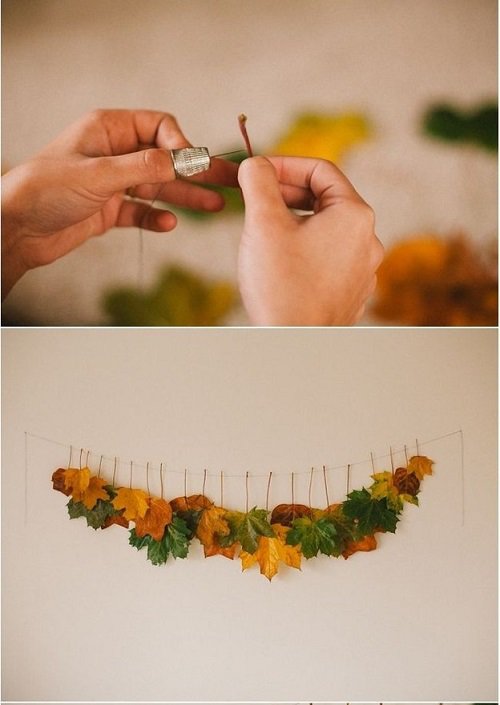 10 идей для декора из опавших листьев - гирлянда