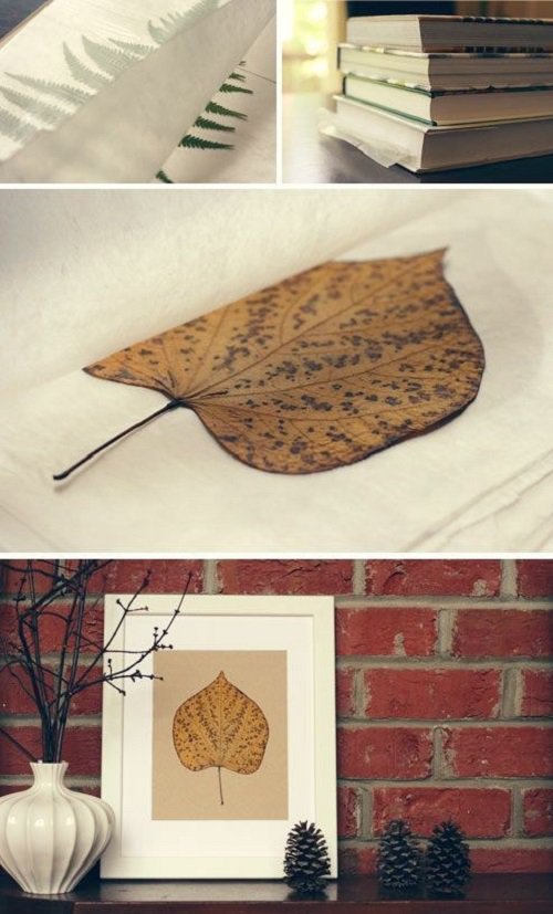 10 идей для декора из опавших листьев - картины в рамочке