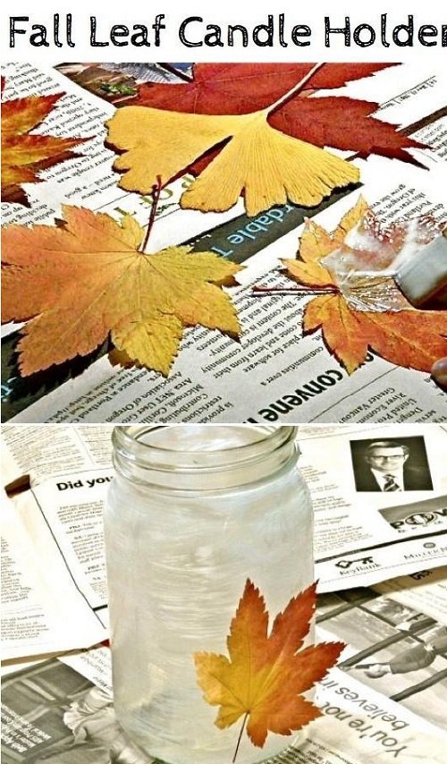 10 идей для декора из опавших листьев - светильник из банки