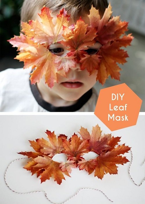 10 идей для декора из опавших листьев - детская маска