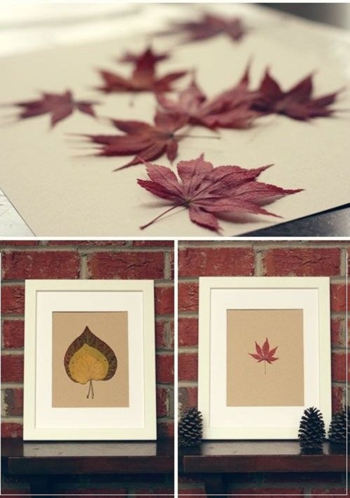 10 идей для декора из опавших листьев - картины в рамочке