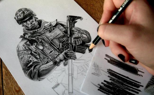 как нарисовать солдата карандашом поэтапно 