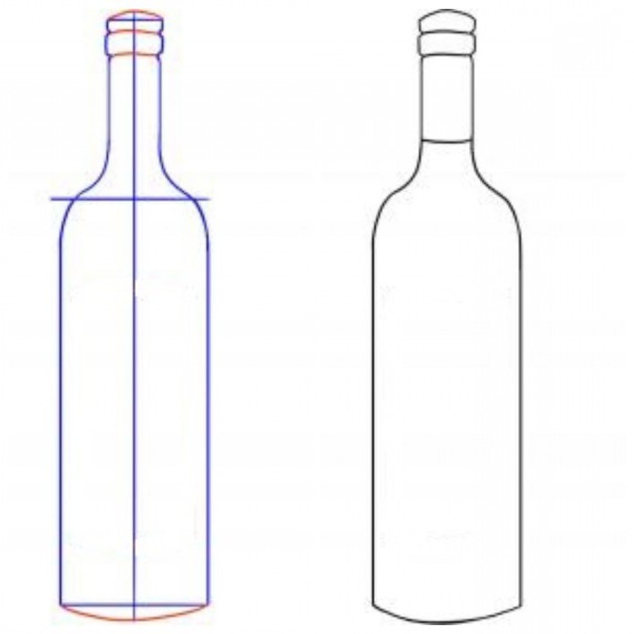 как нарисовать бутылку поэтапно