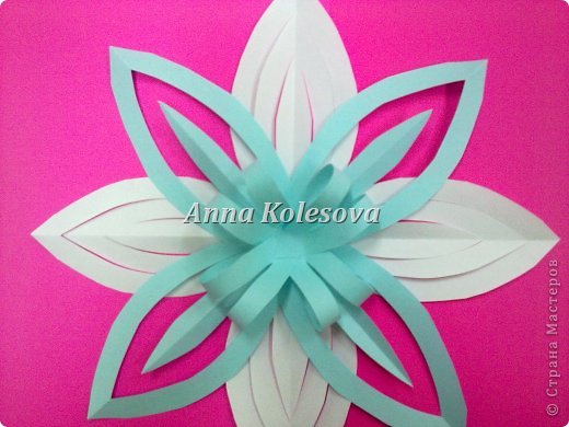 Мастер-класс 8 марта Новый год Оригами Объемные снежинки-цветок Бумага фото 15