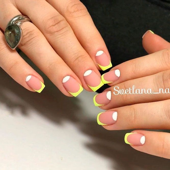 Matte Yellow French Tips #brightmani #mattenails