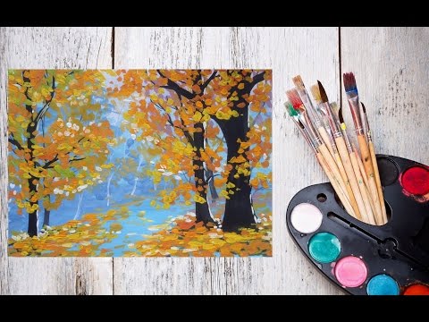 Как нарисовать золотую осень гуашью! #Dari_Art