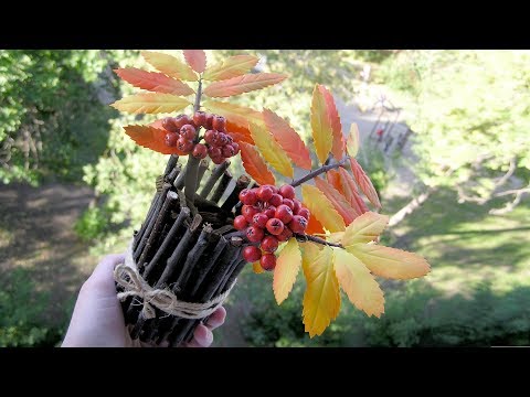Осенняя поделка своими руками: композиция из природных материалов DIY #поделка #рябина #осень