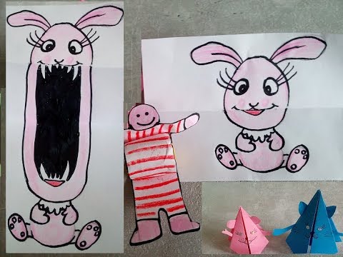 3 веселые поделки для детей. Двигающиеся  игрушки из бумаги. Идеи из интернета