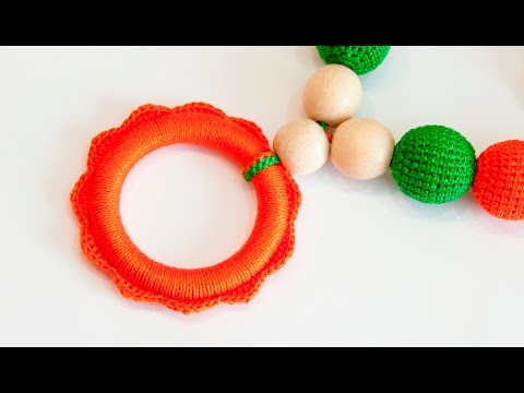 Как обвязать колечко для слингобус - "Цветочек" (МК№12) // Crochet Teething Ring "Flower" Tutorial