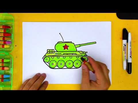 Как нарисовать ТАНК Т 34 просто для детей