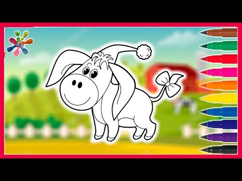 Рисуем веселого ослика.. Drawing a merry donkey.Раскраски для детей.