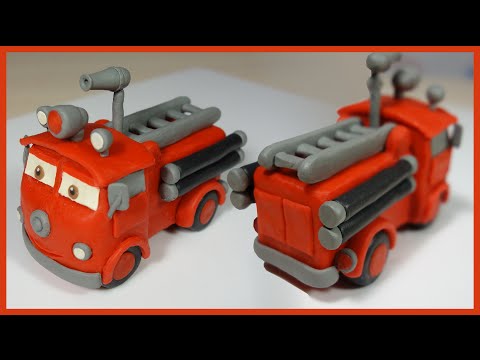 Лепим Тачку пожарную машину Шланг из пластилина. Car fire engine Red made of plasticine