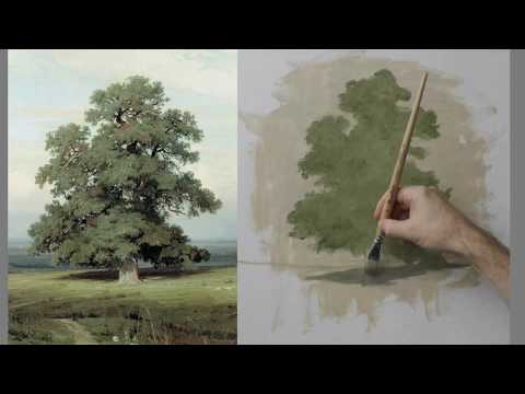 Учимся рисовать дерево, крону, листья на примере Дуба Шишкина - Юрий Клапоух (2018)