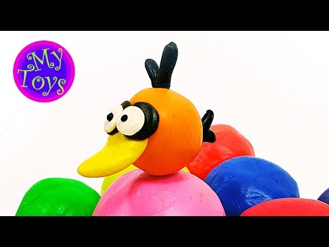 Лепим фигурки из пластилина - Angry Birds Bubbles. Как лепить из пластилина оранжевую птичку Bubbles