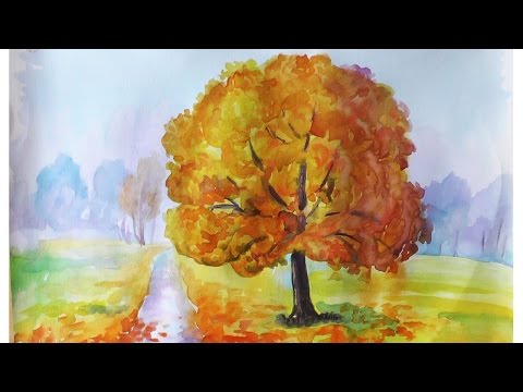 Как нарисовать ЗОЛОТУЮ ОСЕНЬ акварелью How to draw an autumn