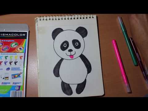 Como dibujar un oso panda para niños /Drawing a panda bear for kids