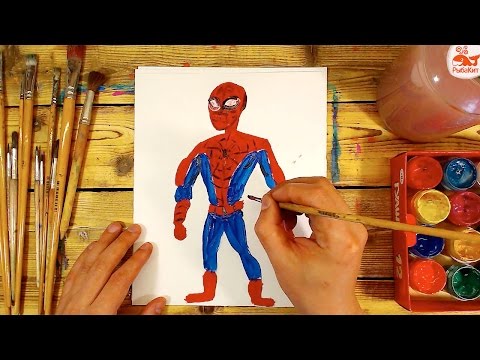 Как нарисовать ЧЕЛОВЕКА ПАУКА красками / урок рисования для детей