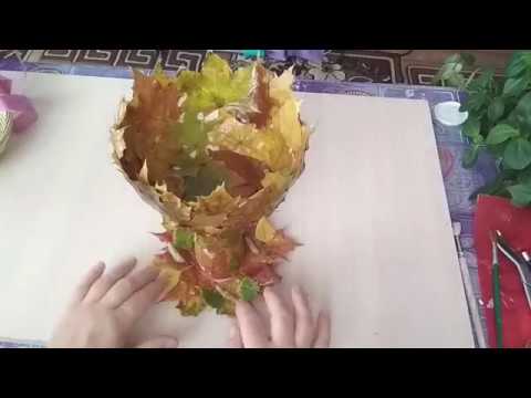Супер ваза из осенних листьев+берёзовые серёжки