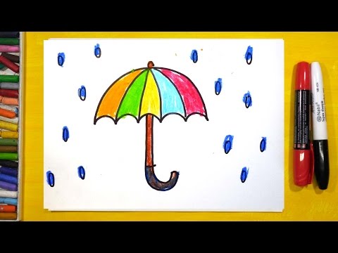 Как нарисовать Зонтик, Урок рисования для детей от 3 лет 