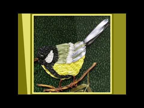 Вышивка лентами - птицы
