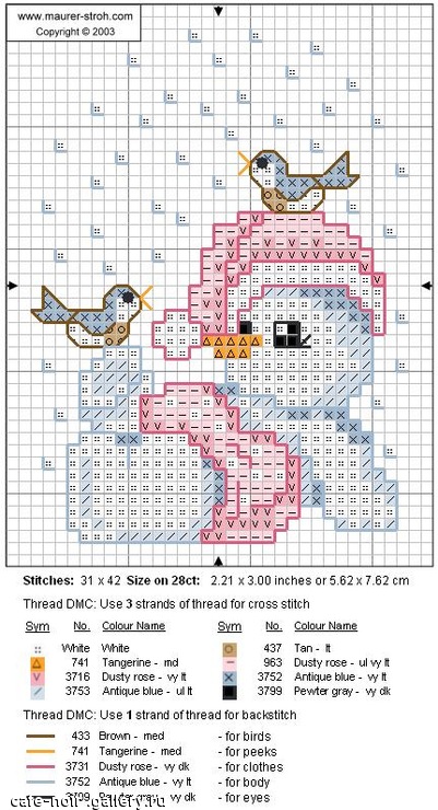 Схема вышивки снеговика с птичками