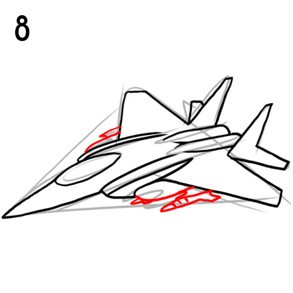 Как нарисовать поэтапно самолет военный карандашом