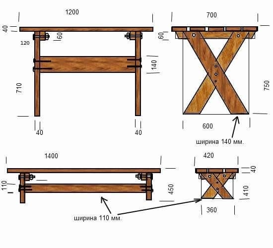 как можно сделать деревянный стол-схема