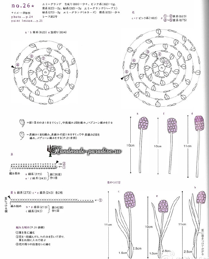 Миниатюрные букетики цветов крючком. Схемы (7)