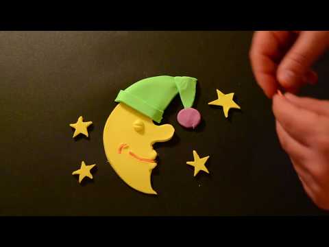 Play-Doh sleeping moon, спящая луна из пластилина , luna che dorme fatta con il Play-Doh