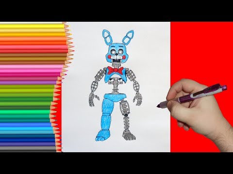 How to draw Ignited Toy Bonnie, FNaF, Как нарисовать Игнайтед Той Бонни, ФНаФ