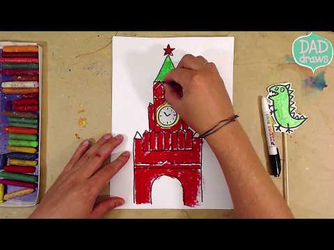 How to draw the Moscow Kremlin