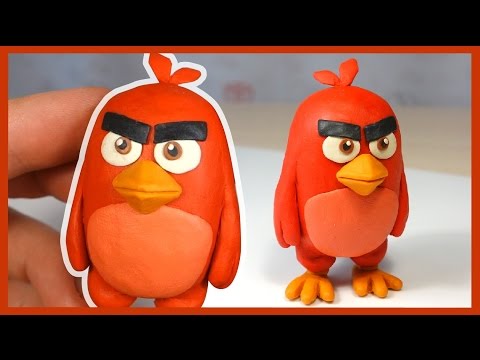 Как слепить Энгри Бердз из пластилина. Ред. Red (Angry Birds Movie) of plasticine.